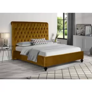 Image of Fiona Bed King Plush Velvet Mustard