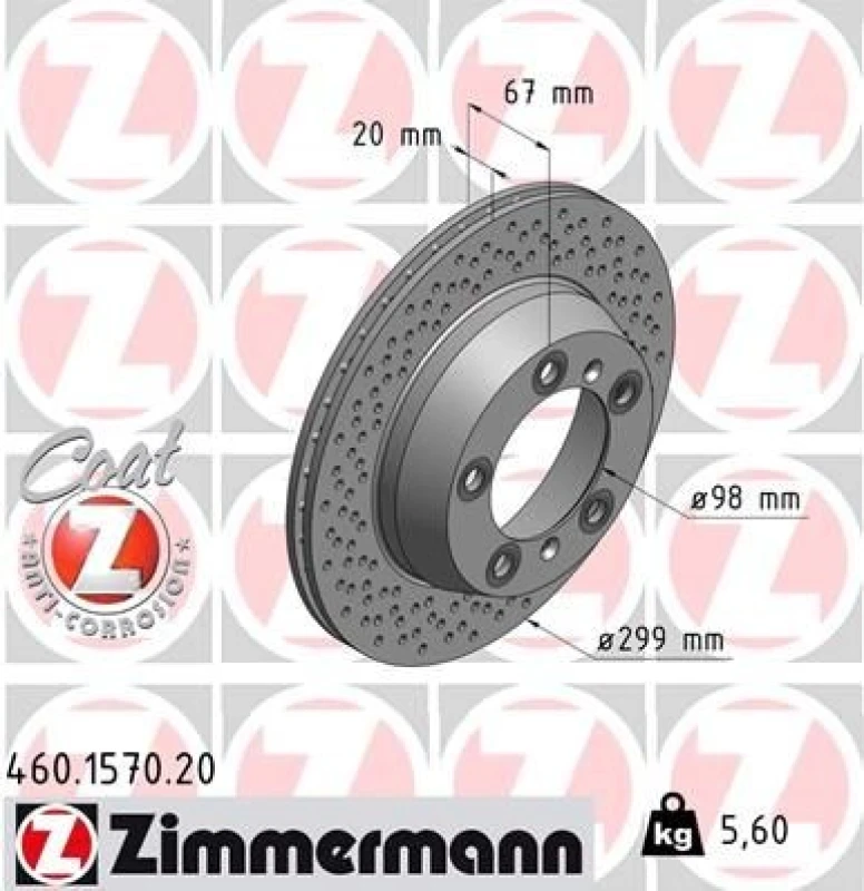 Image of ZIMMERMANN Brake disc ZIMMERMANN 460.1570.20