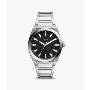 Image of Fossil Mens Everett Three-Hand Date Stainless Steel Watch - Silver