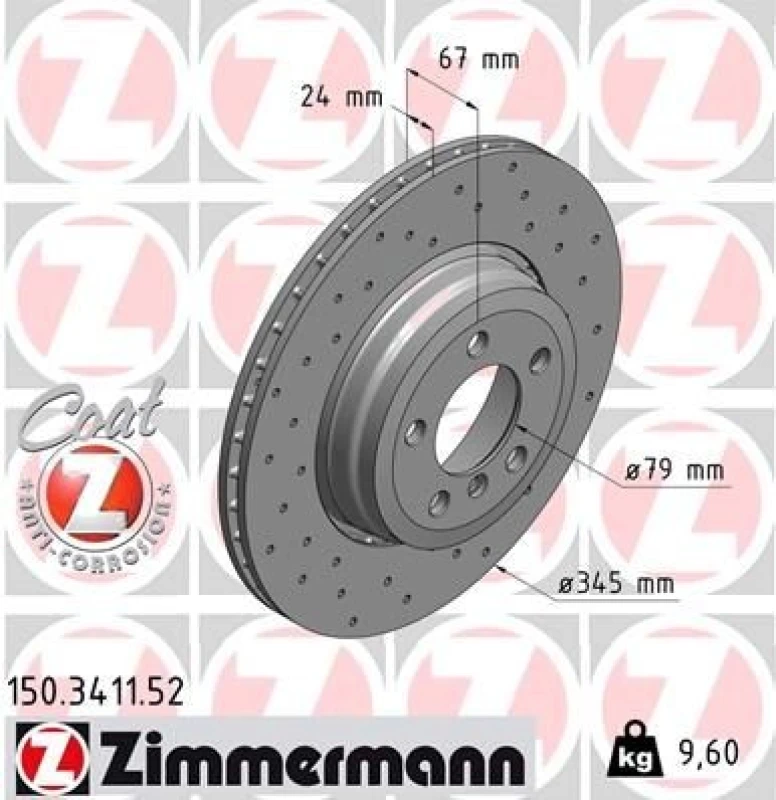 Image of ZIMMERMANN Brake disc ZIMMERMANN 150.3411.52