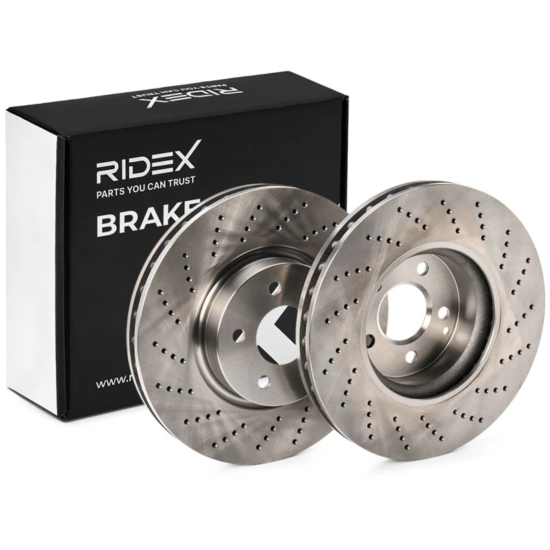 Image of RIDEX 82B0512 Brake disc Front Axle, perforated/vented, Cast Iron, Uncoated, Untreated, without bolts/screws Cast Iron Brake Disc (82)