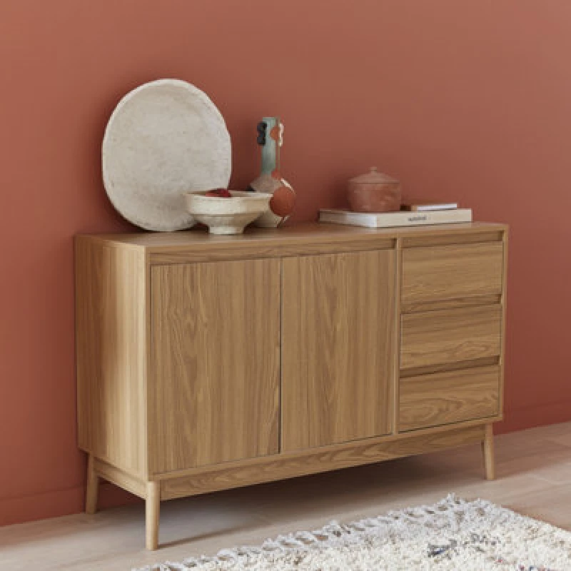 Image of sweeek 120cm Sideboard With Wood-effect And 2 Doors Light Brown