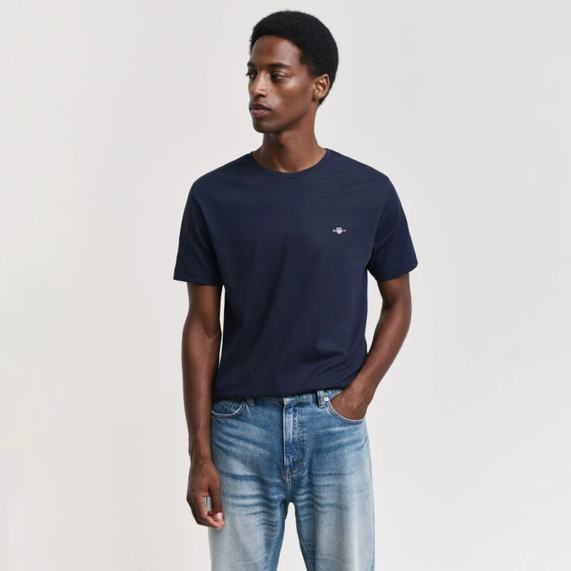 Image of Gant Embroidered Archive Shield T-Shirt - Blue Blue S