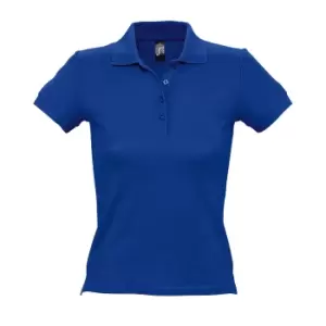 Image of SOLS Womens/Ladies People Pique Short Sleeve Cotton Polo Shirt (M) (Royal Blue)