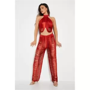 Image of I Saw It First Burnt Orange High Wasited Tassle Co-Ord Trouser - Orange