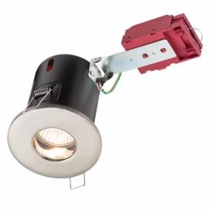 Image of KnightsBridge IP65 GU10 50W 230V LED IC Fire Rated Fixed Shower Downlight - Brushed Chrome