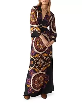 image of ba & sh Falva Floral Print Cutout Maxi Dress