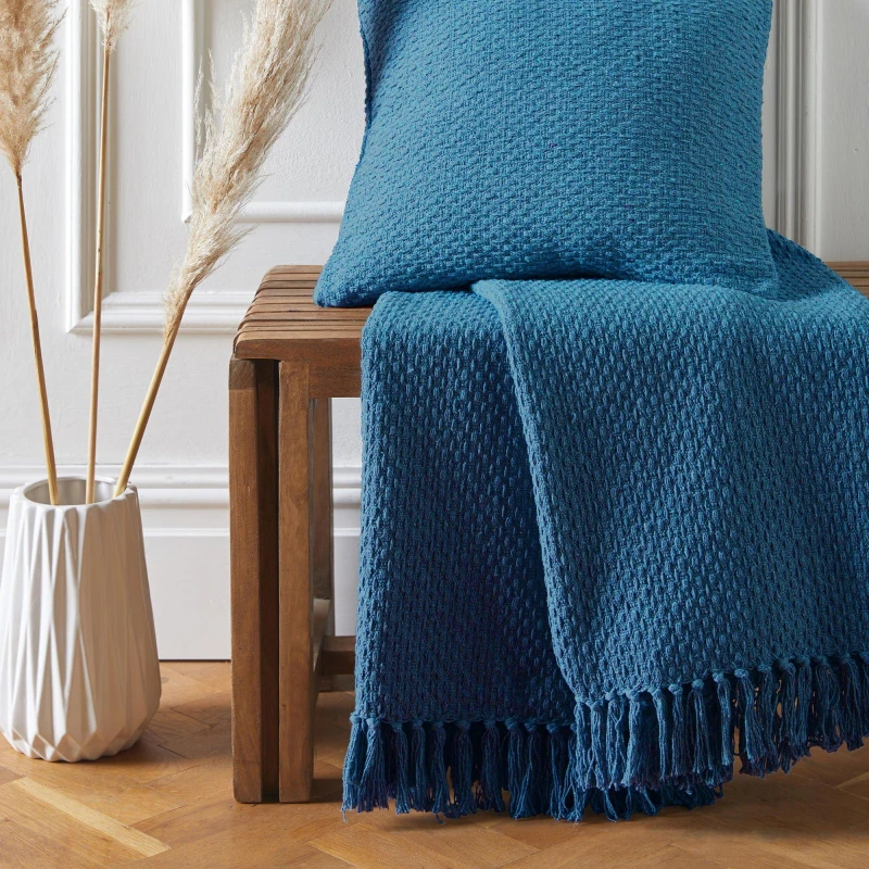 Image of DRIFT Hayden Textured Weave Throw in Teal - Green Green One Size