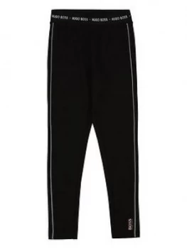 Image of Hugo Boss Metallic Logo Leggings Black Size 4 Years Girls