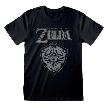Image of Legend Of Zelda - Distressed Shield Unisex Large T-Shirt - Black
