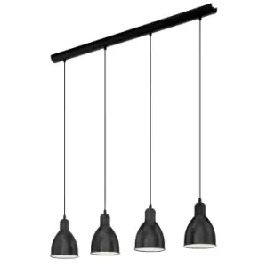 image of Hanging Ceiling Pendant Light Black & White Steel 4 x 40W E27 Bulb