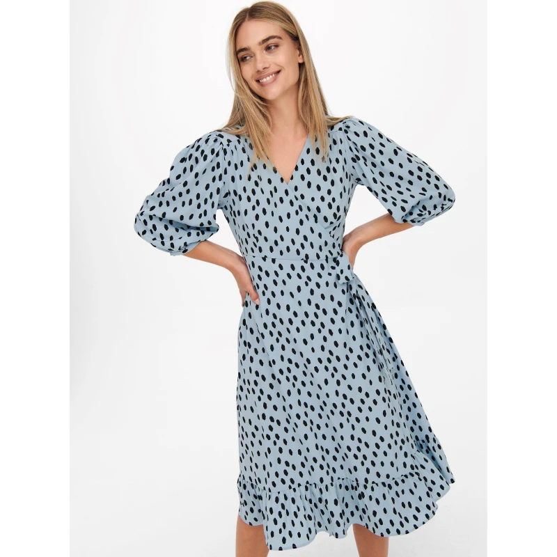 Image of Only Olivia Wrapped Dress Womens - Blue Blue 8