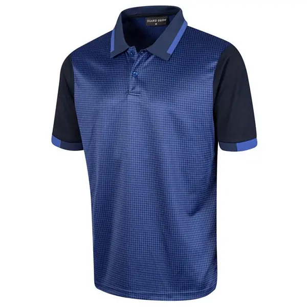 Image of Island Green Golf Dog Tooth Check Print Polo Shirt Mens - Purple S