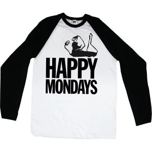 image of Happy Mondays - Logo Unisex Large T-Shirt - Black,White