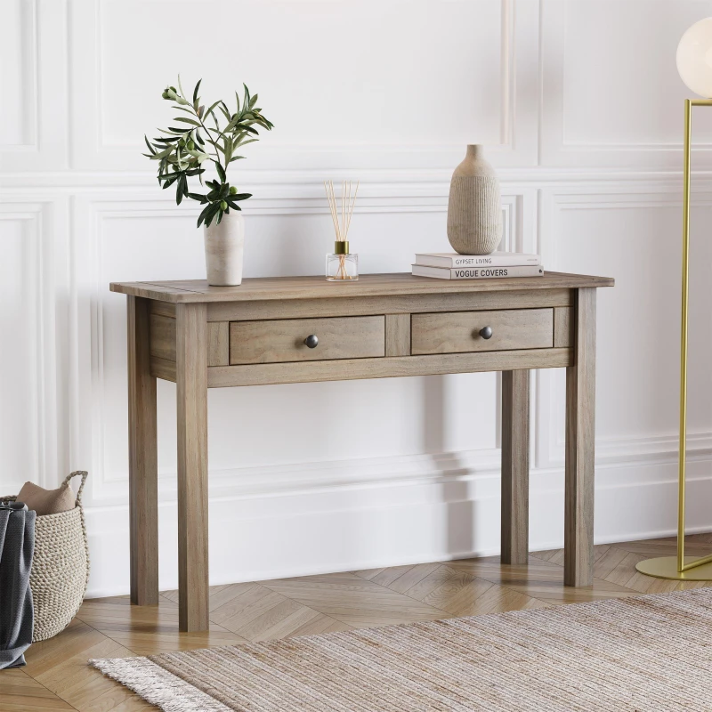Image of Lassic Vida Designs Panama 2 Drawer Console Table Pine unisex 2 Drawer