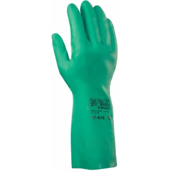 image of Solvex 37-676 Green Nitrile Gloves - Size 7 - Ansell