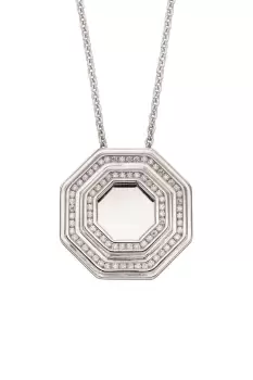 image of Recycled Sterling Silver & CZ Octagon Pendant Necklace