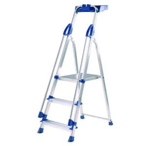 image of Werner Blue Seal 3 Tread Professional Aluminium Step Ladder 7050318