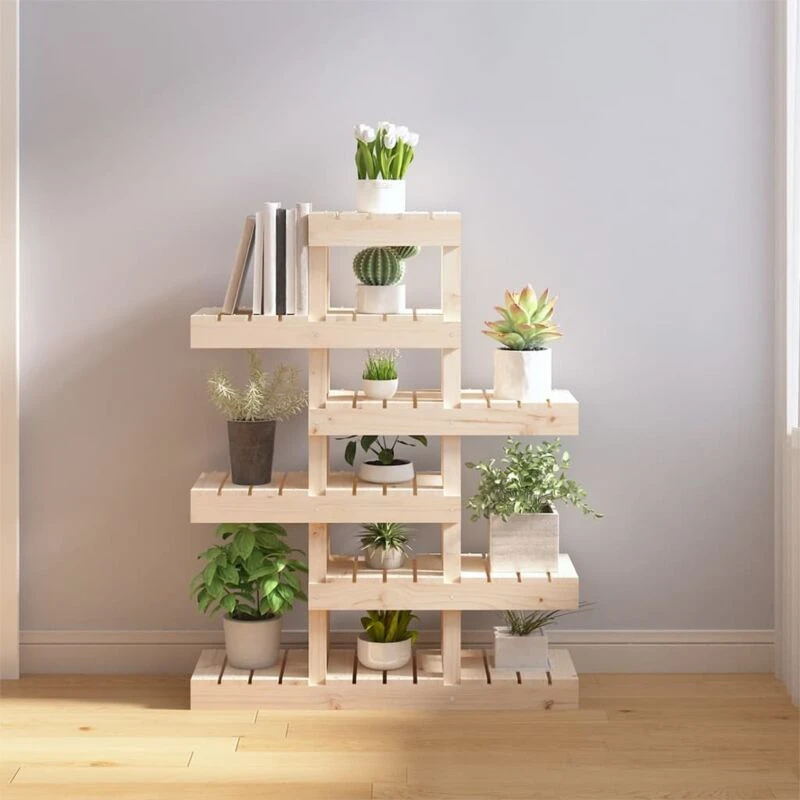 Image of vidaXL Plant Stand 85x25x109.5cm Solid Wood Pine, Brown 822087