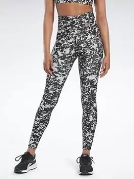 Image of Reebok Lux 2.0 Speckle Modern Safari Leggings, Black, Size L, Women