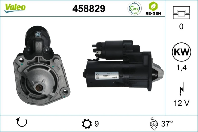 Image of VALEO 458829 Starter motor VALEO RE-GEN REMANUFACTURED 1,4kW, 12V, Number of Teeth: 9 Starter (2)