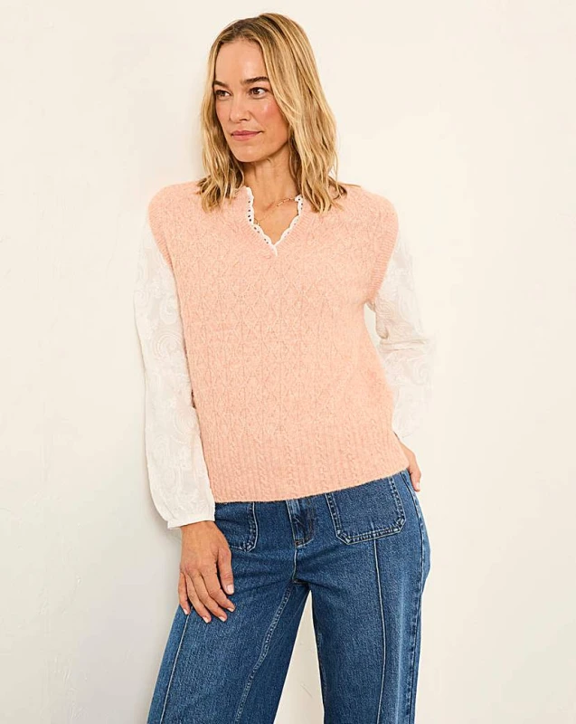 Image of FatFace FatFace Knitted Vest Pink - FatFace - Size: 10 Pink Female 10 RF86601