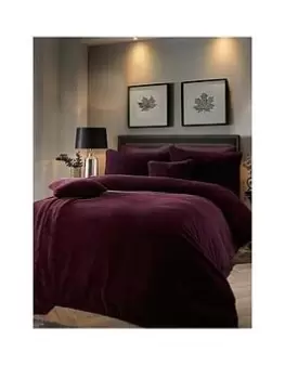 image of Soiree Natasha Cuddly Faux Fur Duvet Cover Set - Damson