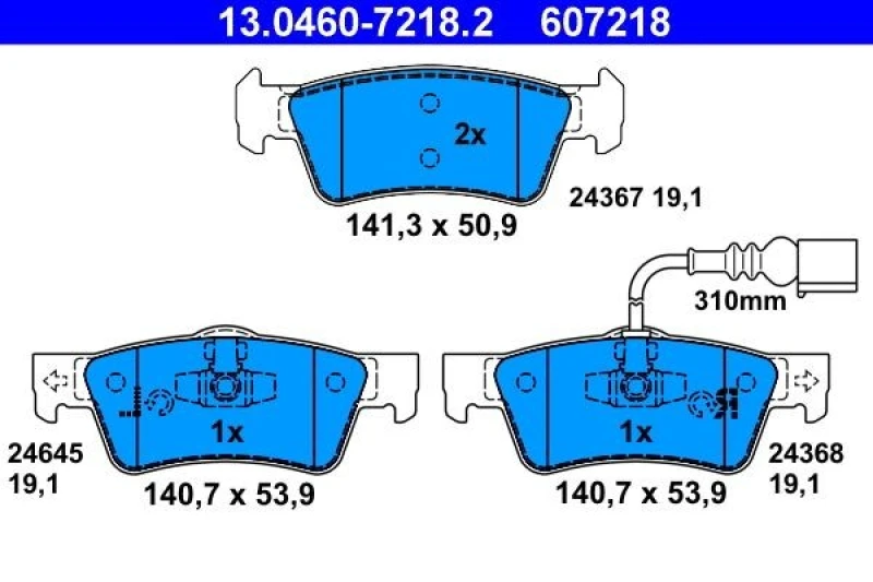 Image of ATE 13.0460-7218.2 Brake pad set incl. wear warning contact Brake Pad Set,disc brake (402)