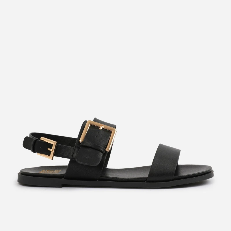 Image of Wheres That From Wide-Fit Black PU Camilla Classic Flat Sandals Black female 4