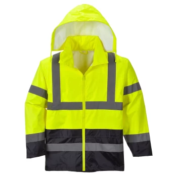 Image of Classic Hi Vis Contrast Rain Jacket Yellow / Navy 3XL