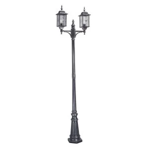 Image of 2 Light Outdoor Lamp Post Black Silver IP43, E27