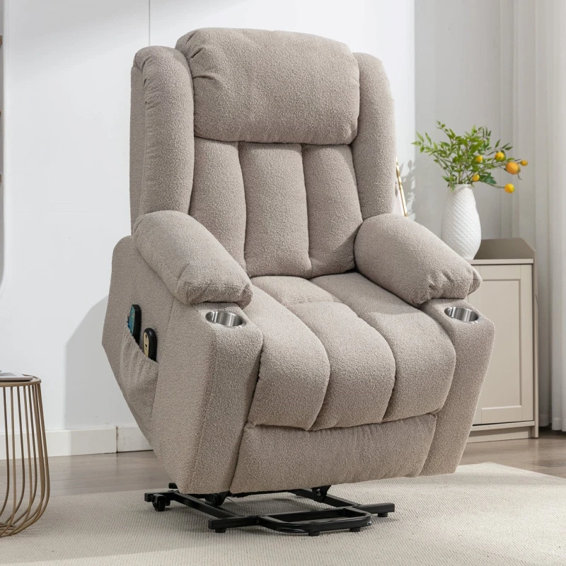 Image of Artemis Home Lovell Electric Lift Assist Riser Recliner with Massage & Heat in Brown Brown Unisex