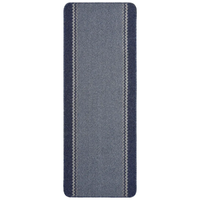 Image of THE RUGS Washable Designer Rugs & Mats Lined Bordered Design in Blue 116Blu Size: 100cm x 150cm Blue Unisex 100cm x 150 cm