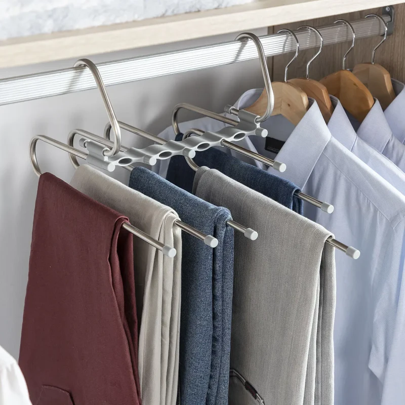Image of InnovaGoods 5-in-1 multiple hanger for pants InnovaGoods Havser Gris Unisex TU