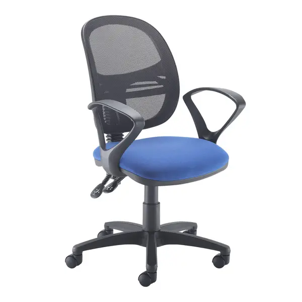 image of Jota Mesh Back Operators Chair with Fixed Arms - Blue