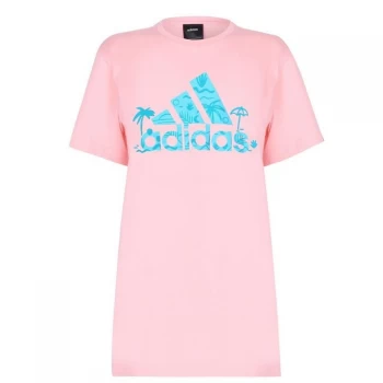 Image of adidas QT T Shirt Mens - Pink Palm Tree