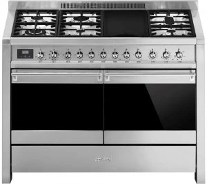 image of SMEG Opera A4-81 120cm Dual Fuel Range Cooker - Stainless Steel