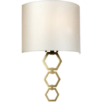 image of Elstead - Clark Medium 1 Light Wall Light, Aged Brass, Ivory Faux Silk Shade