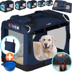 image of CADOCA Pet Carrier Fabric Dog Cat Rabbit Transport Bag Cage Folding Puppy Crate XXXL - Navy Blau (de)