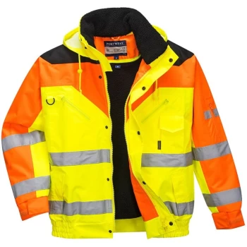 Image of Portwest - S464YERL - sz L Contrast Plus Bomber Jacket - Yellow