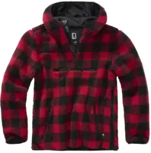 Image of Brandit Teddyfleece Worker Pullover, black-red, Size 2XL, black-red, Size 2XL