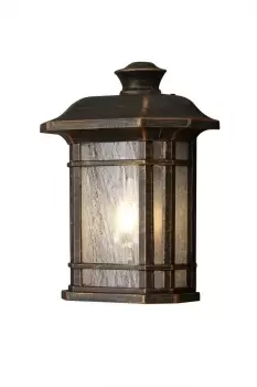 Image of Boonville Half Wall Lamp, 1 x E27, Brushed Black Gold, Seeded Glass, IP54