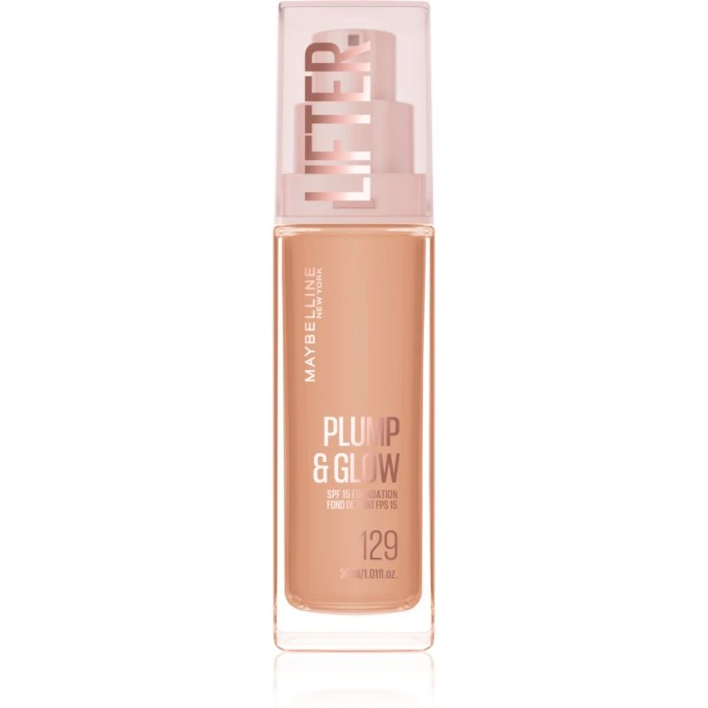 Image of MAYBELLINE NEW YORK Lifter Plump & Glow brightening foundation for a natural look shade 129 30ml