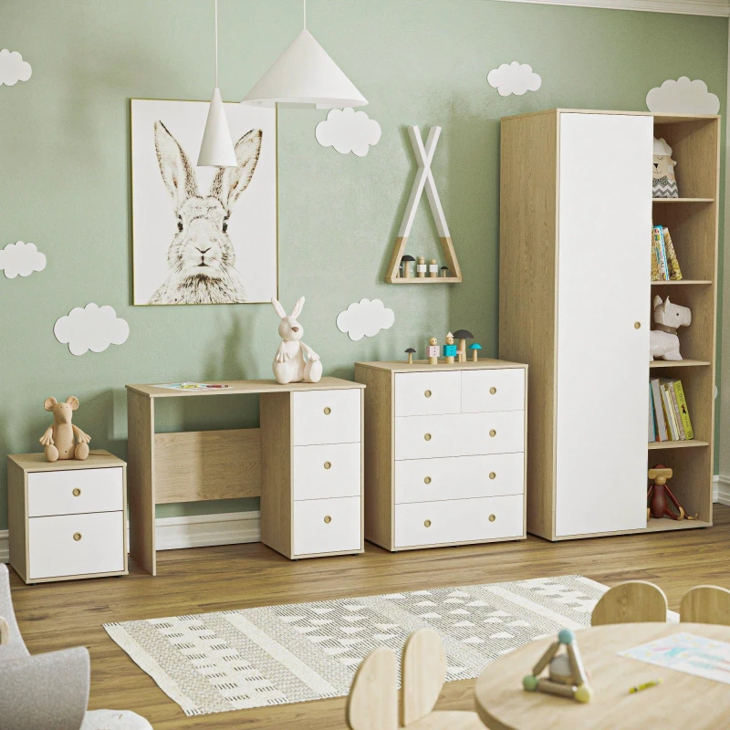 Image of Lassic Junior Vida Neptune 4 Piece Bedroom Set White & Oak unisex One Size