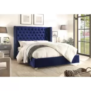 Image of Adriana Bed Double Plush Velvet Blue