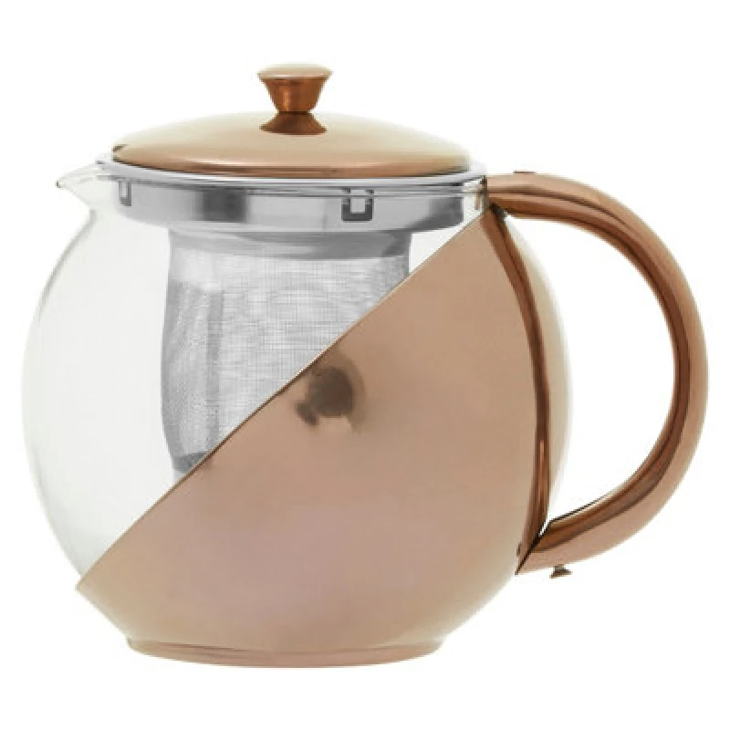 Image of Premier Housewares Stainless Steel Teapot With Copper Finished Infuser Silver