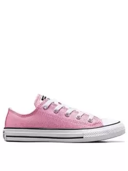 Image of Converse Chuck Taylor All Star Younger Girls Glitter Ox Trainers, Pink, Size 10 Younger