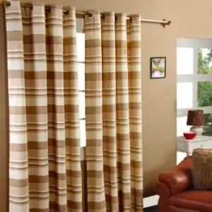 Image of Homecapes Cotton Morocco Striped Beige Curtains 137 x 137cm - Natural