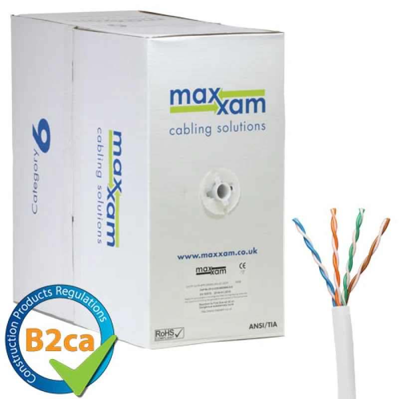 Image of Cablenet Cat6 White U/UTP LSOH 24AWG Solid CPR B2ca Cable 305m Reel in