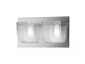 Image of Charis Flush Wall Lamp Switched 2 Light Polished Chrome, Glass, Crystal